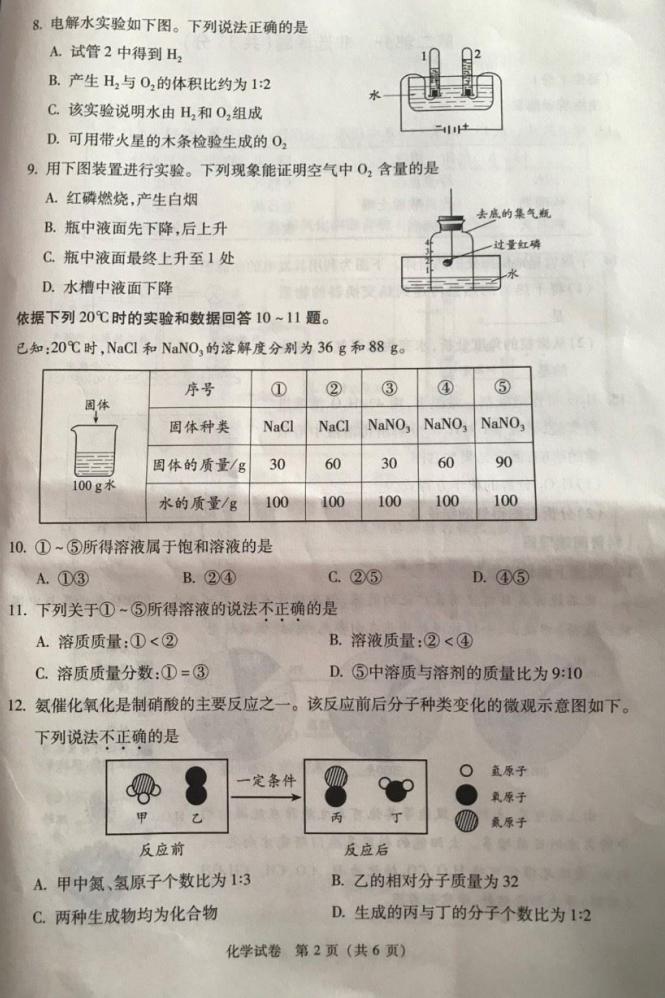 2018年北京石景山中考化学试题及答案已公布