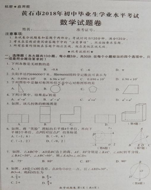 2018�������ʯ�п���ѧ���⼰�𰸣��ѹ�����