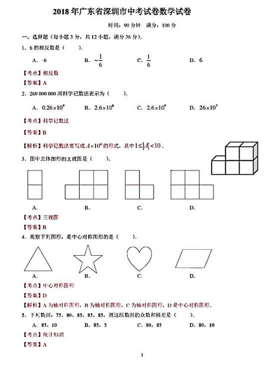 2018��㶫�����п���ѧ���⼰�𰸣��ѹ�����