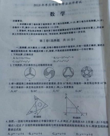 2019��ɽ����ׯ�п���ѧ���⡾�ѹ�����