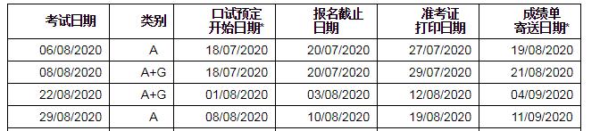 2020年8月雅思考试时间安排【已公布】
