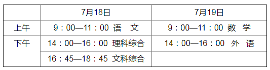 河北邢台中考时间2020具体时间：7月18日-19日