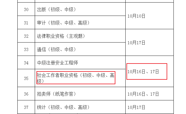 2021年安徽社会工作者考试时间:10月16日,17日