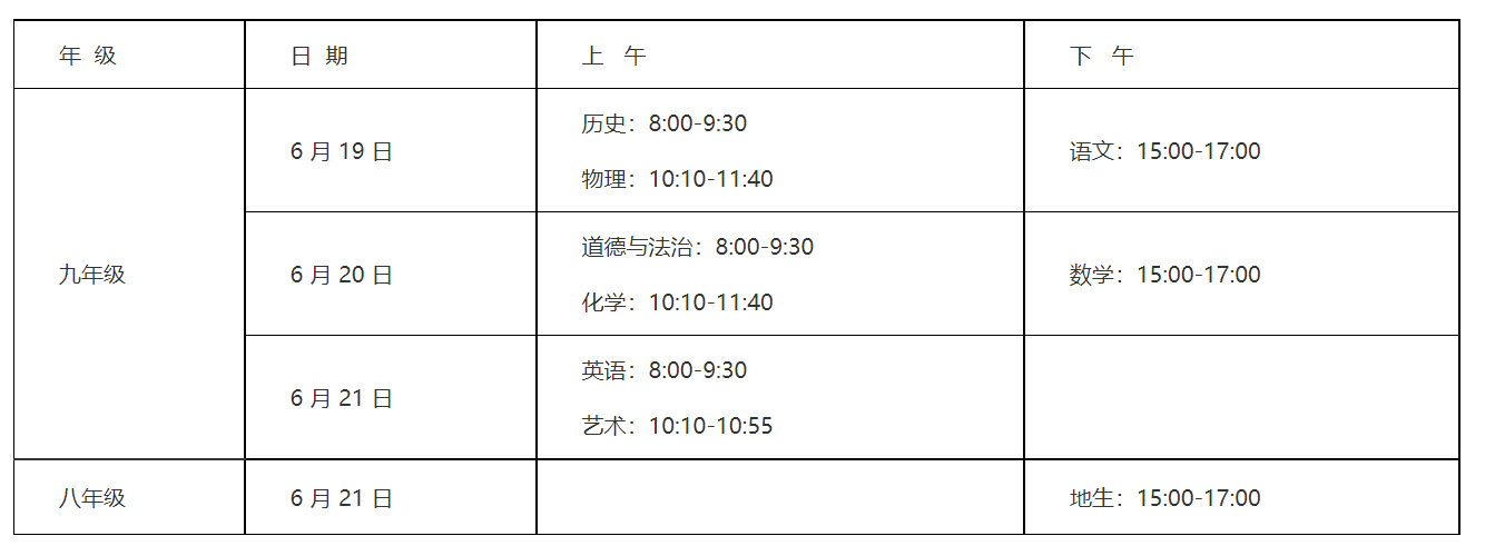 湖南常德中考时间2023年时间表：6月19日、20日、21日 附各科目满分分值