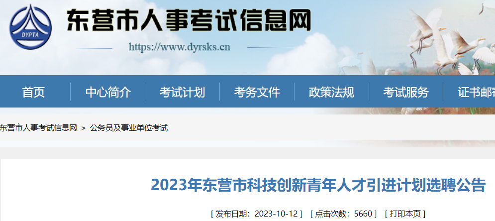 2023年山东东营市科技创新青年人才引进计划选聘65人（10月20日-31日报名）