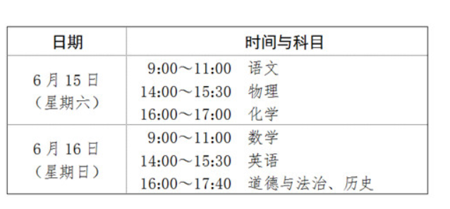 江苏南京中考时间2024年时间表、科目及各科分数（6月15日、16日 中考总分700分）