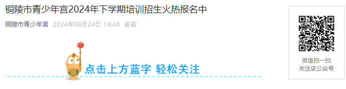 注意啦！2024年下学期安徽铜陵市青少年宫培训招生报名时间和课次安排公布