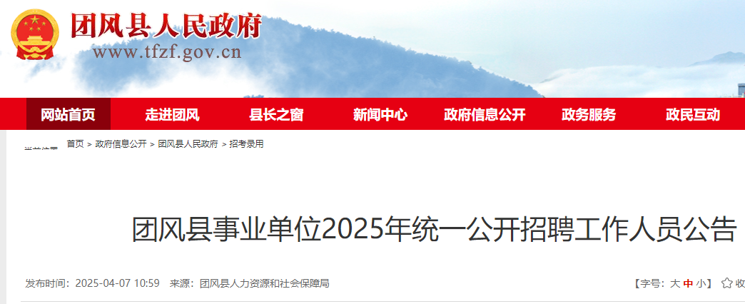 2025湖北黄冈市团风县事业单位统一招聘35人 报名时间4月9日至17日