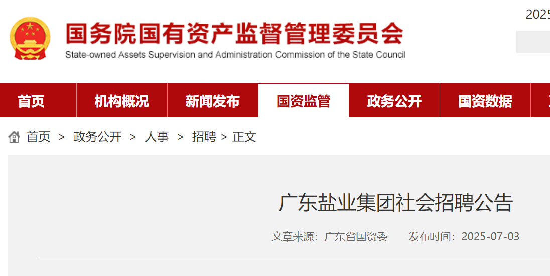 2025年广东盐业集团社会招聘公告（招到即止）