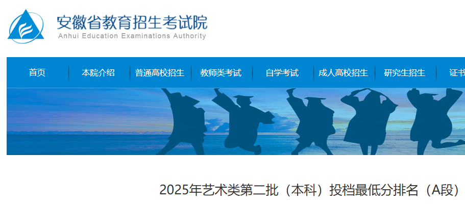 2025年安徽高考艺术类第二批（本科）投档低分排名（A段）