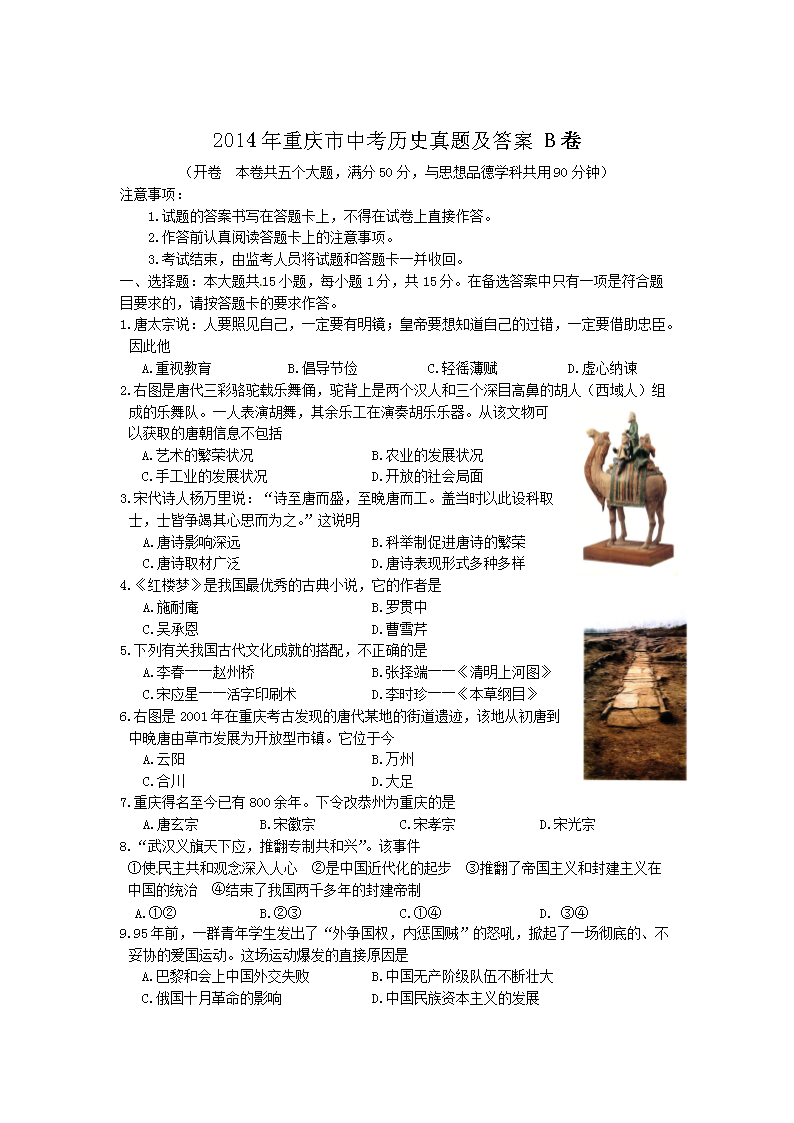 2014���������п���ʷ���⼰��B��