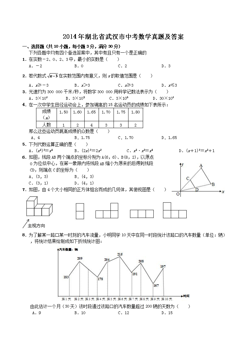 2014�����ʡ�人���п���ѧ���⼰��