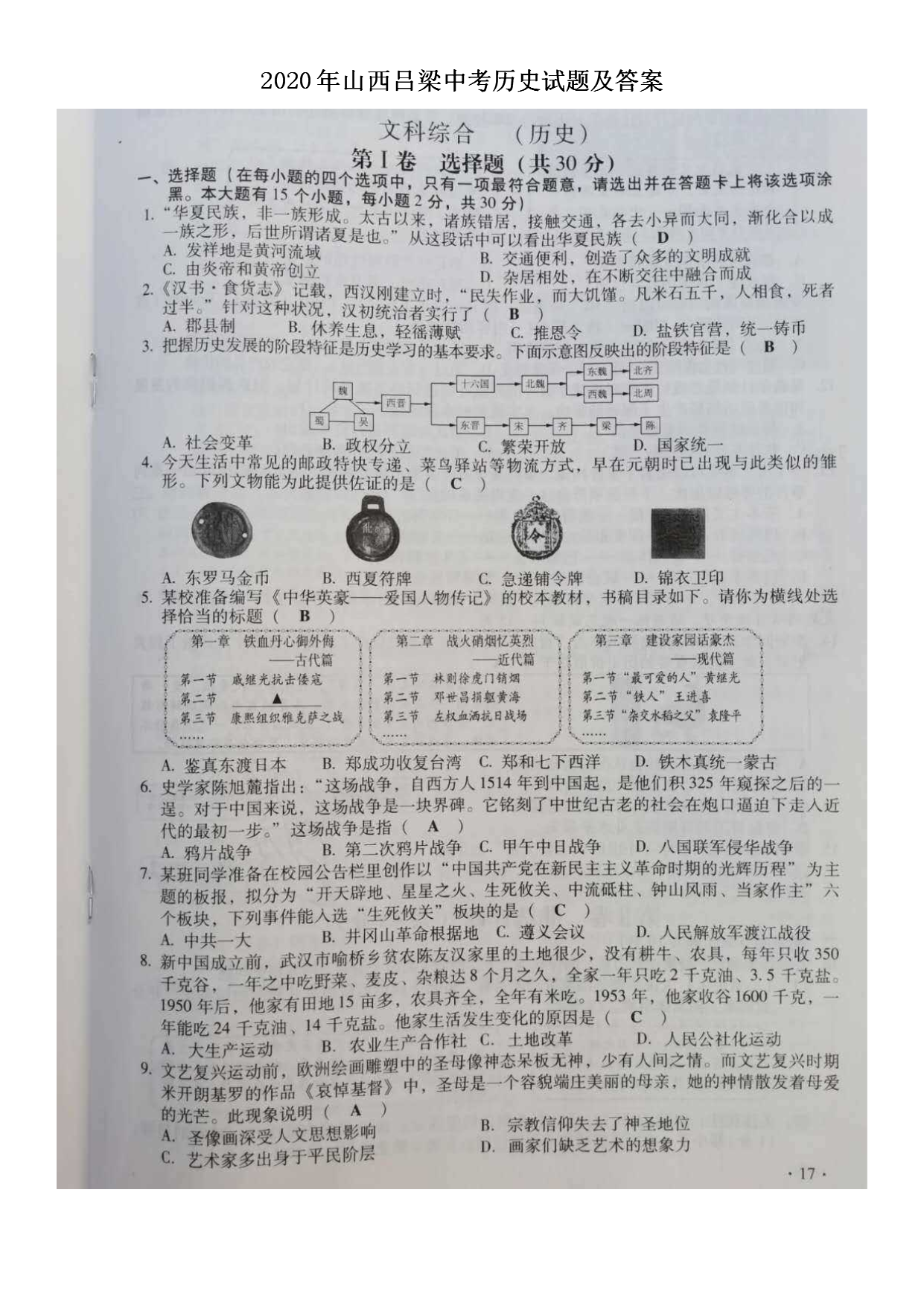 2020��ɽ�������п���ʷ���⼰��