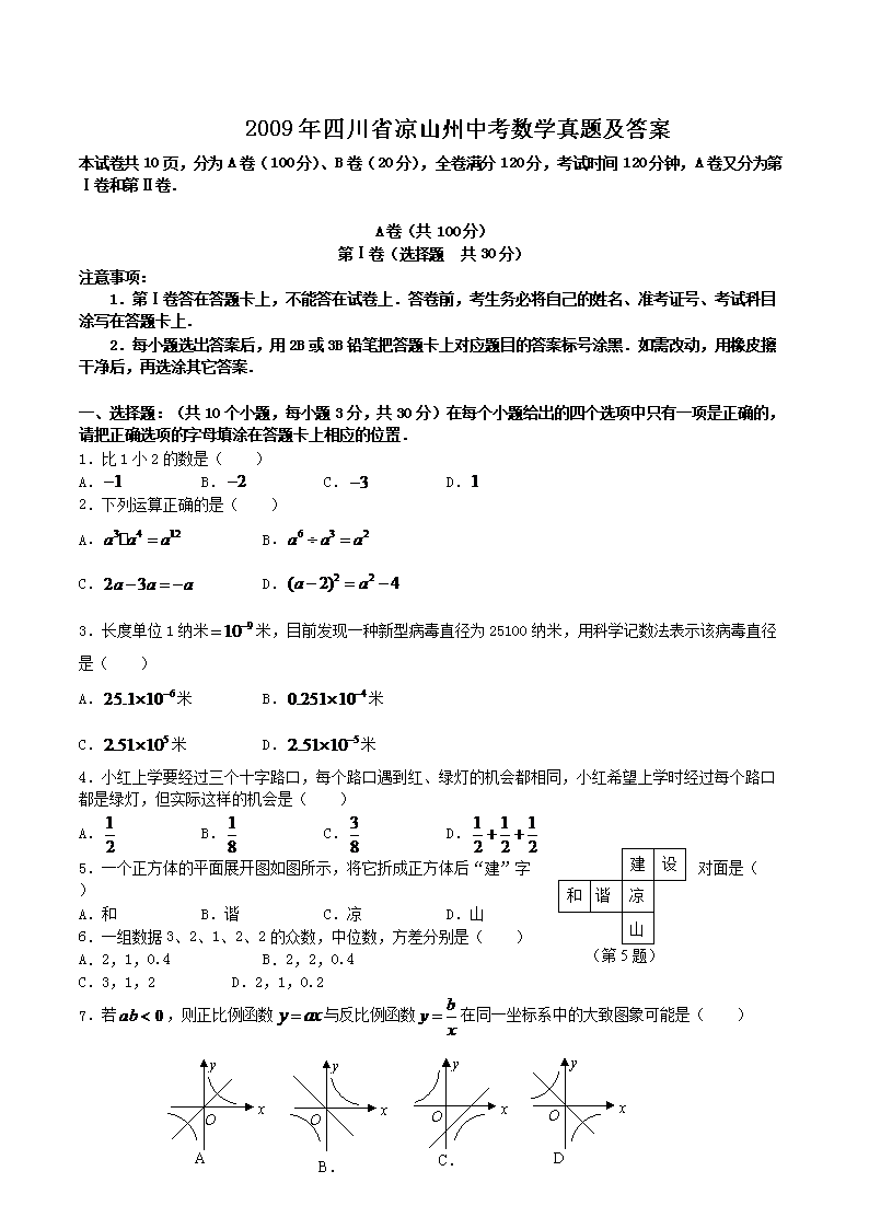 2009���Ĵ�ʡ��ɽ���п���ѧ���⼰��