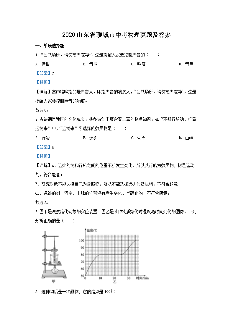 2020ɽ��ʡ�ĳ����п��������⼰��