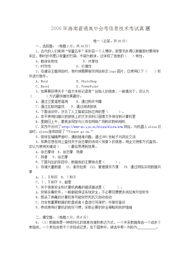 2006�꺣����ͨ���лῼ��Ϣ������������