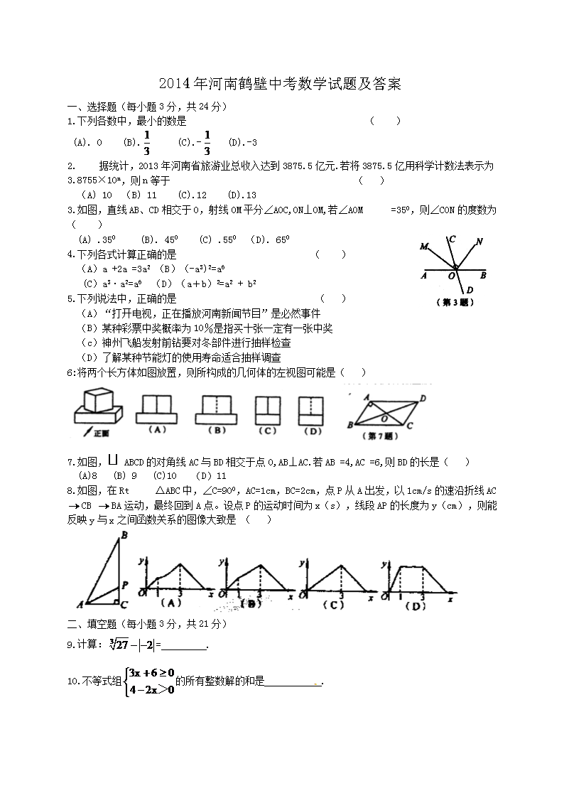 2014����Ϻױ��п���ѧ���⼰��