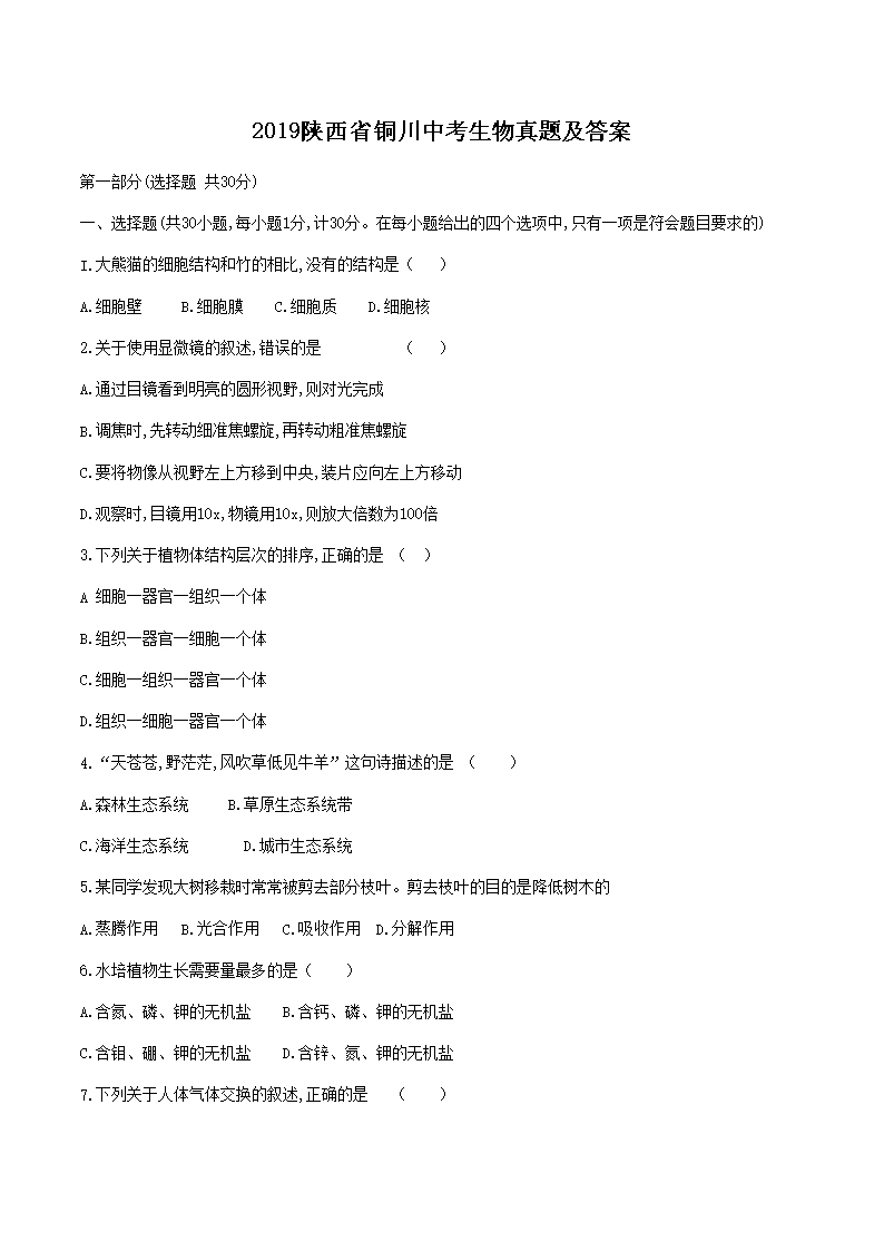 2019����ʡͭ���п��������⼰��