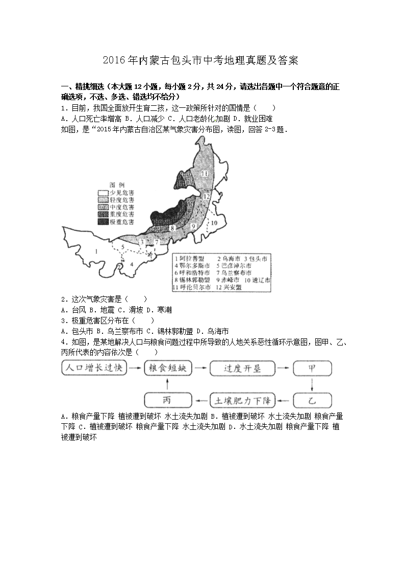 2016�����ɹŰ�ͷ���п��������⼰��