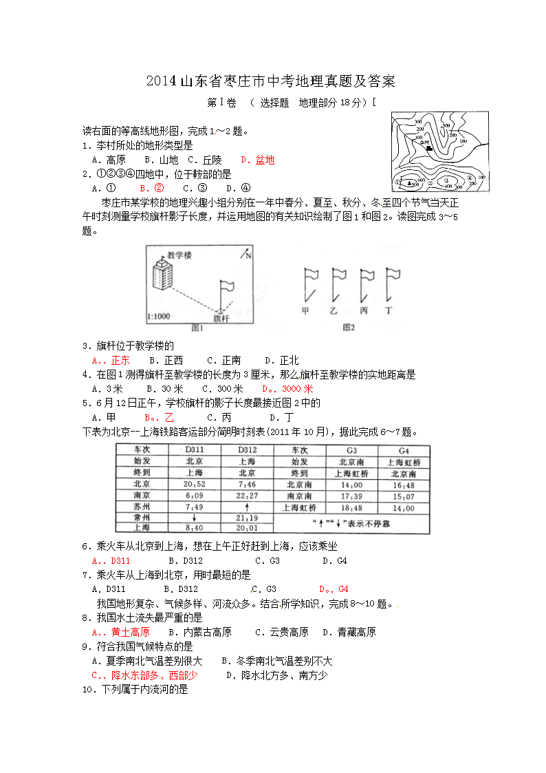 2014ɽ��ʡ��ׯ���п��������⼰��