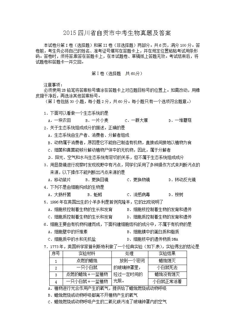 2015�Ĵ�ʡ�Թ����п��������⼰��