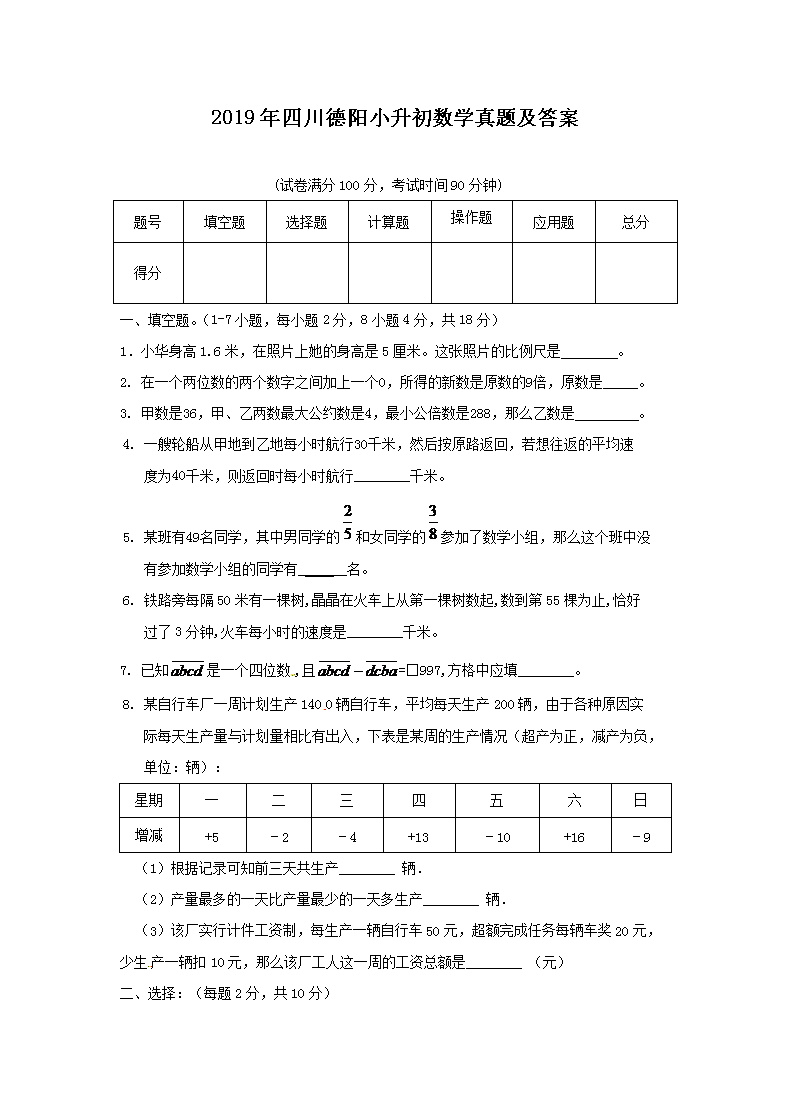 2019���Ĵ�����С������ѧ���⼰��