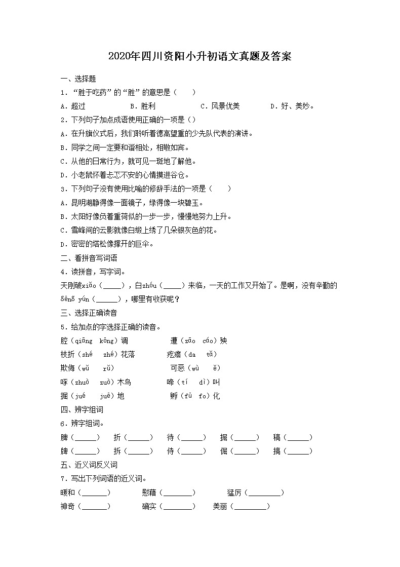 2020���Ĵ�����С�����������⼰��