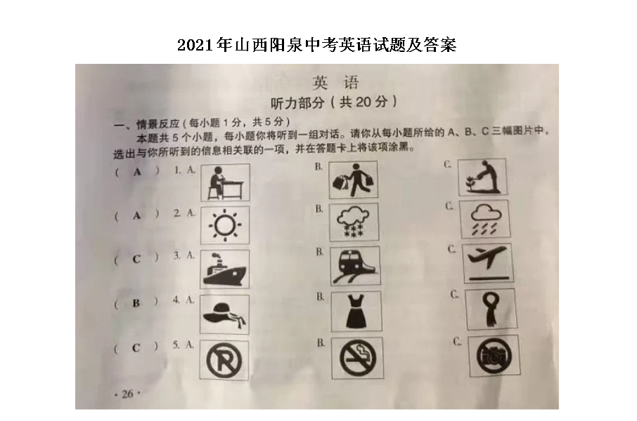 2021��ɽ����Ȫ�п�Ӣ�����⼰��