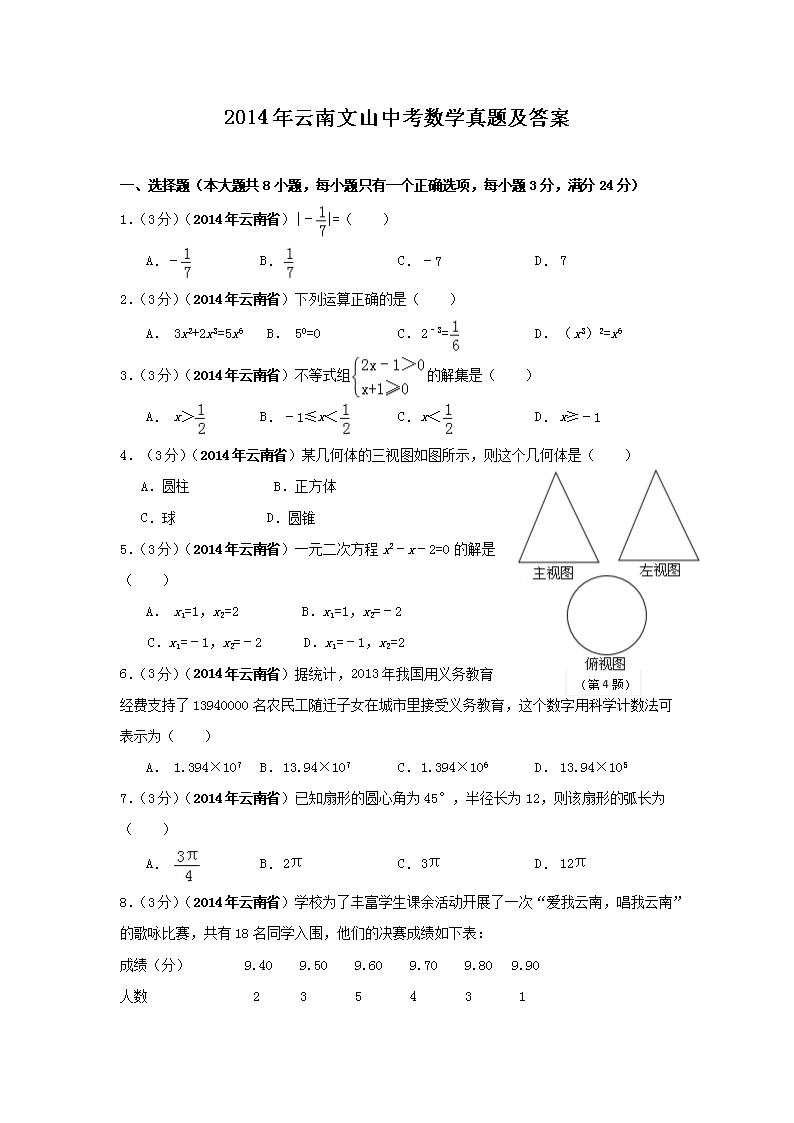 2014��������ɽ�п���ѧ���⼰��