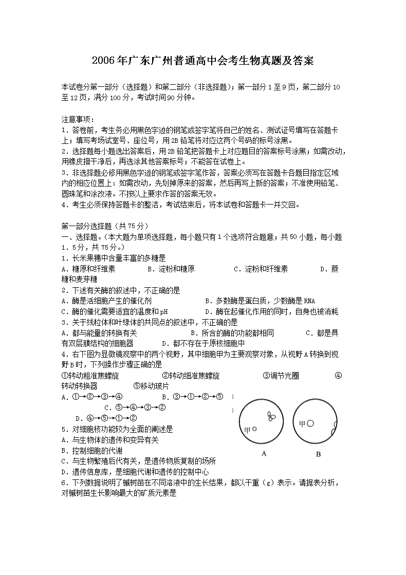 2006��㶫������ͨ���лῼ�������⼰��