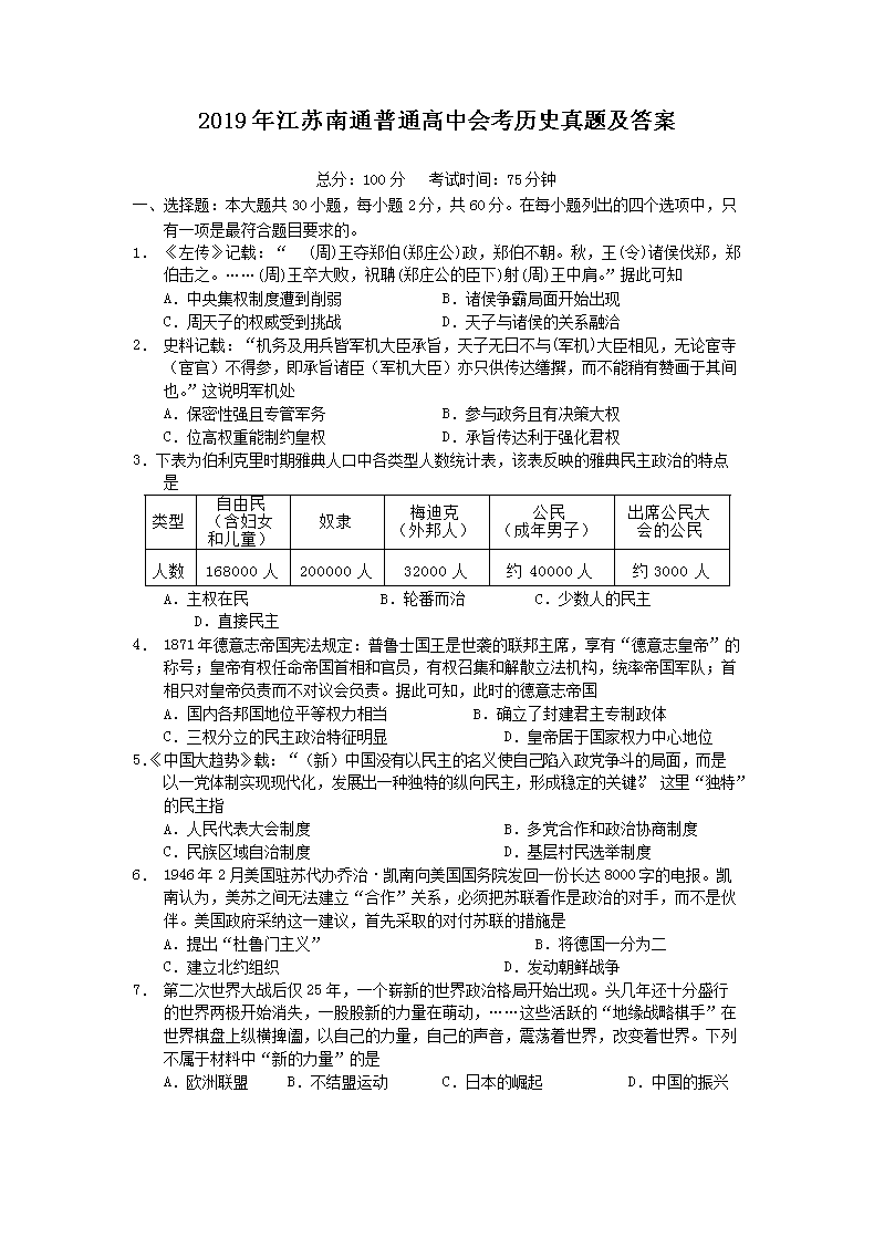 2019�꽭����ͨ��ͨ���лῼ��ʷ���⼰��