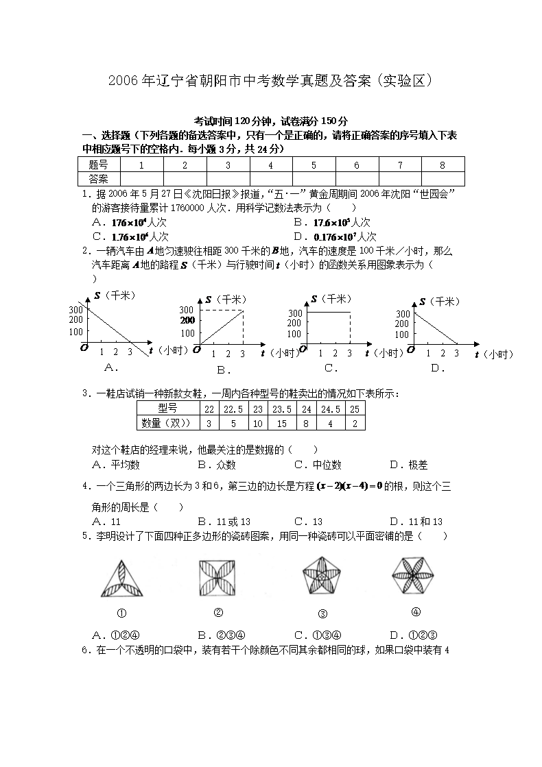 2006������ʡ�������п���ѧ���⼰��(ʵ����)