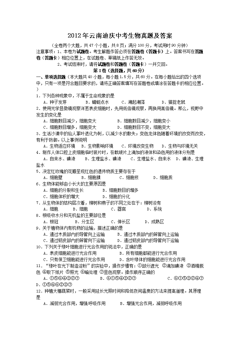 2012�����ϵ����п��������⼰��