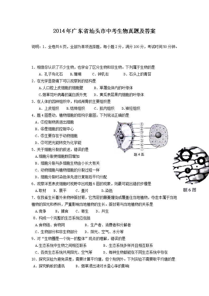 2014��㶫ʡ��ͷ���п��������⼰��