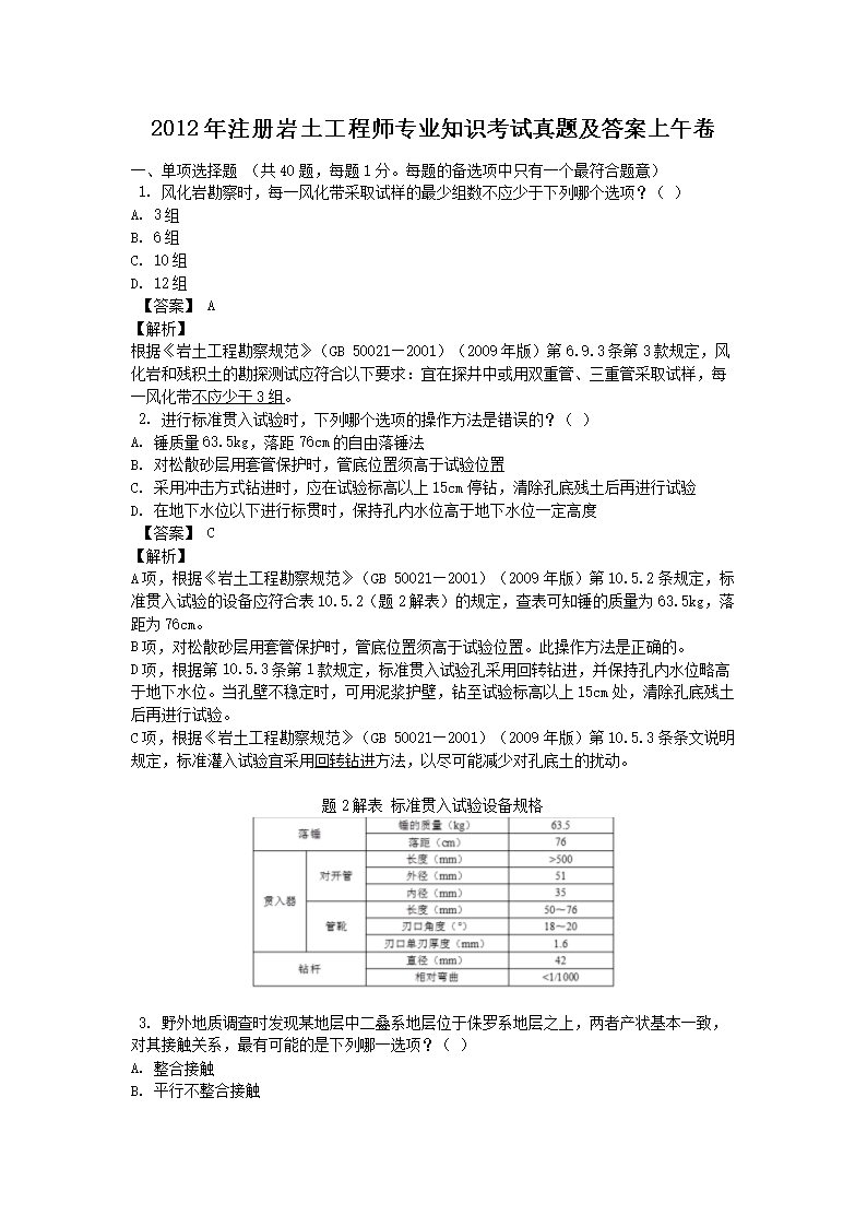 2012��ע����������ʦרҵ֪ʶ�������⼰�������