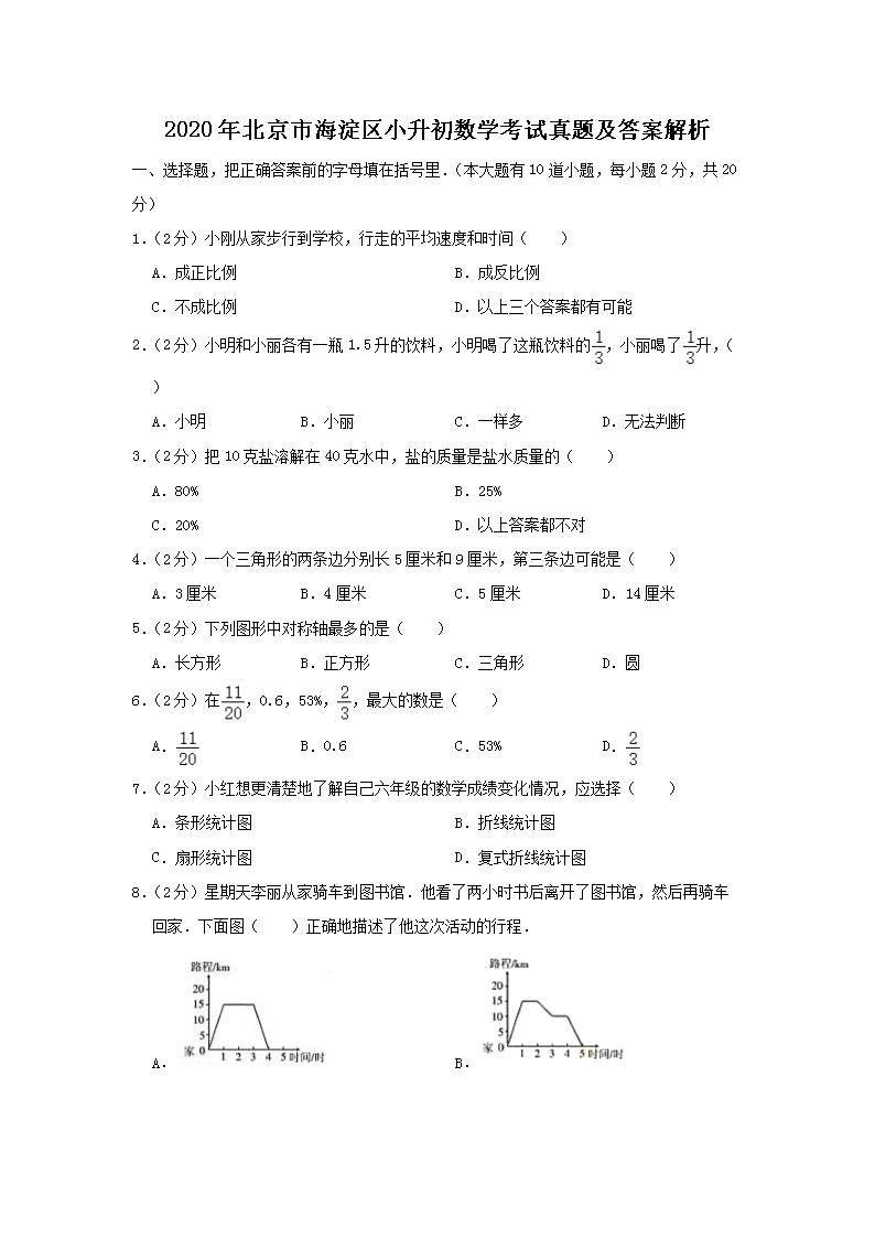 2020�걱���к�����С������ѧ�������⼰�𰸽���