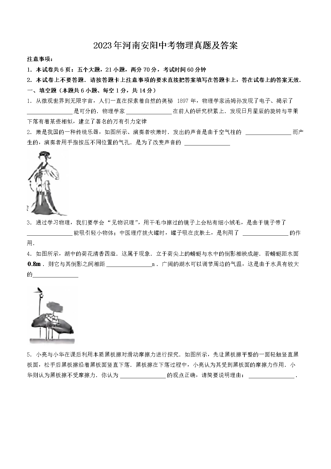 2023年河南安阳中考物理真题及答案