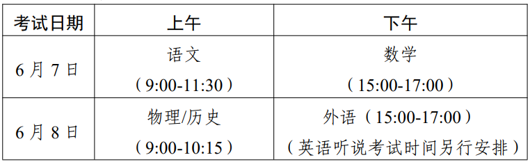 广东深圳高考考试时间2025年具体时间及科目安排表（6月7日-9日）