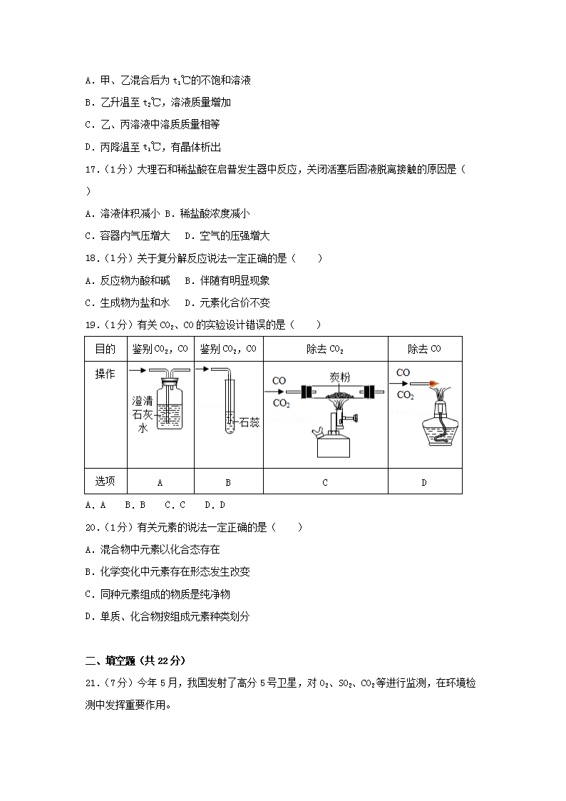 2018年上海青浦中考化學(xué)真題及答案3.png