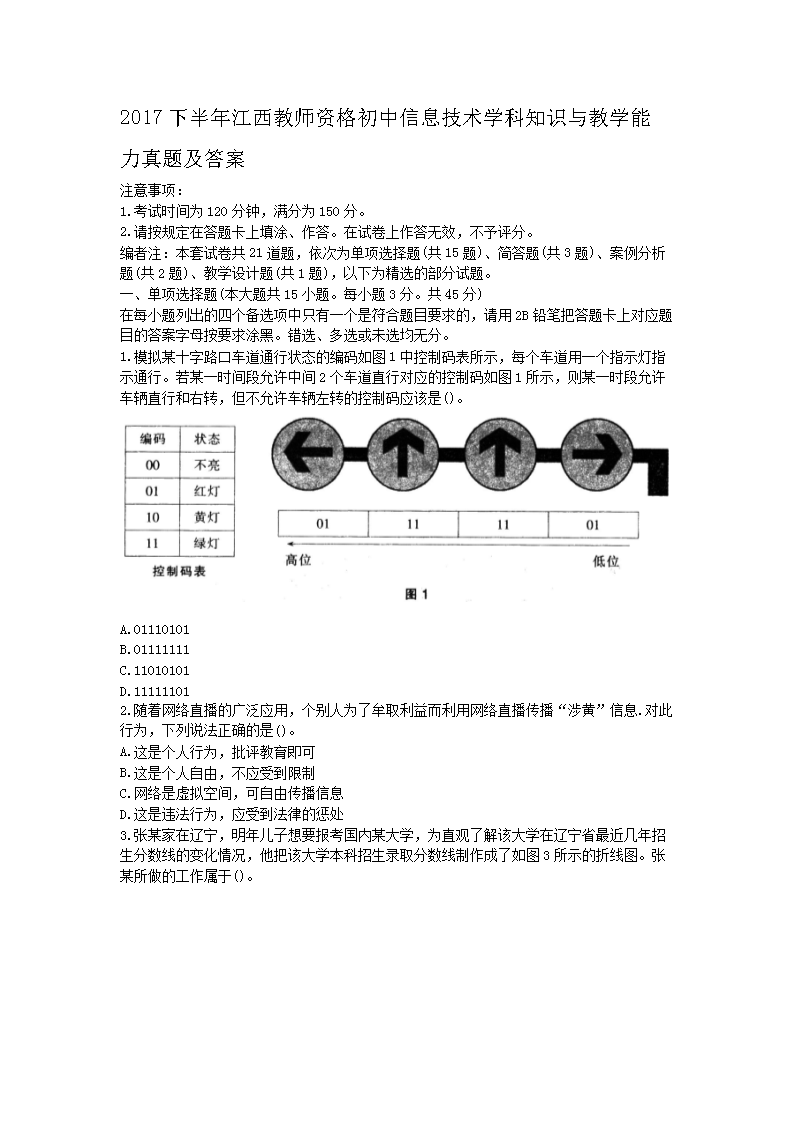 2017下半年江西教师资格初中信息技术学科知识与教学能力真题及答�?.png