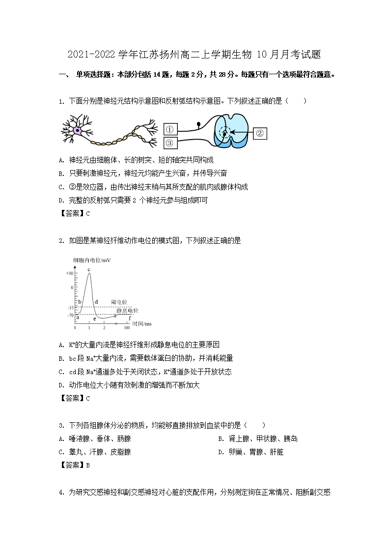 Removed_2021-2022学年江苏扬州高二上学期生�?0月月考试�?.png