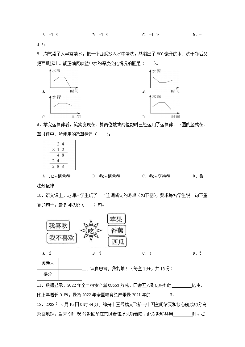 2022-2023年广东清远市英德市六年级下册期末数开云kaiyun(中国)试卷及答�?.png