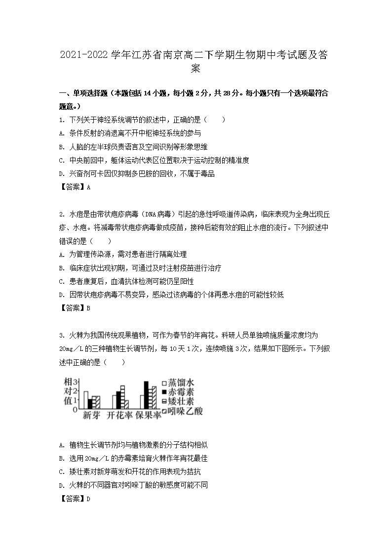 Removed_2021-2022开云kaiyun(中国)年江苏省南京高二下开云kaiyun(中国)期生物期中考试题及答案1.png