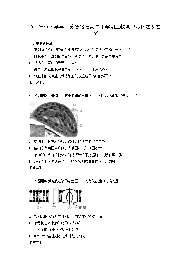 Removed_2022-2023学年江苏省宿迁高二下学期生物期中考试题及答案1.png