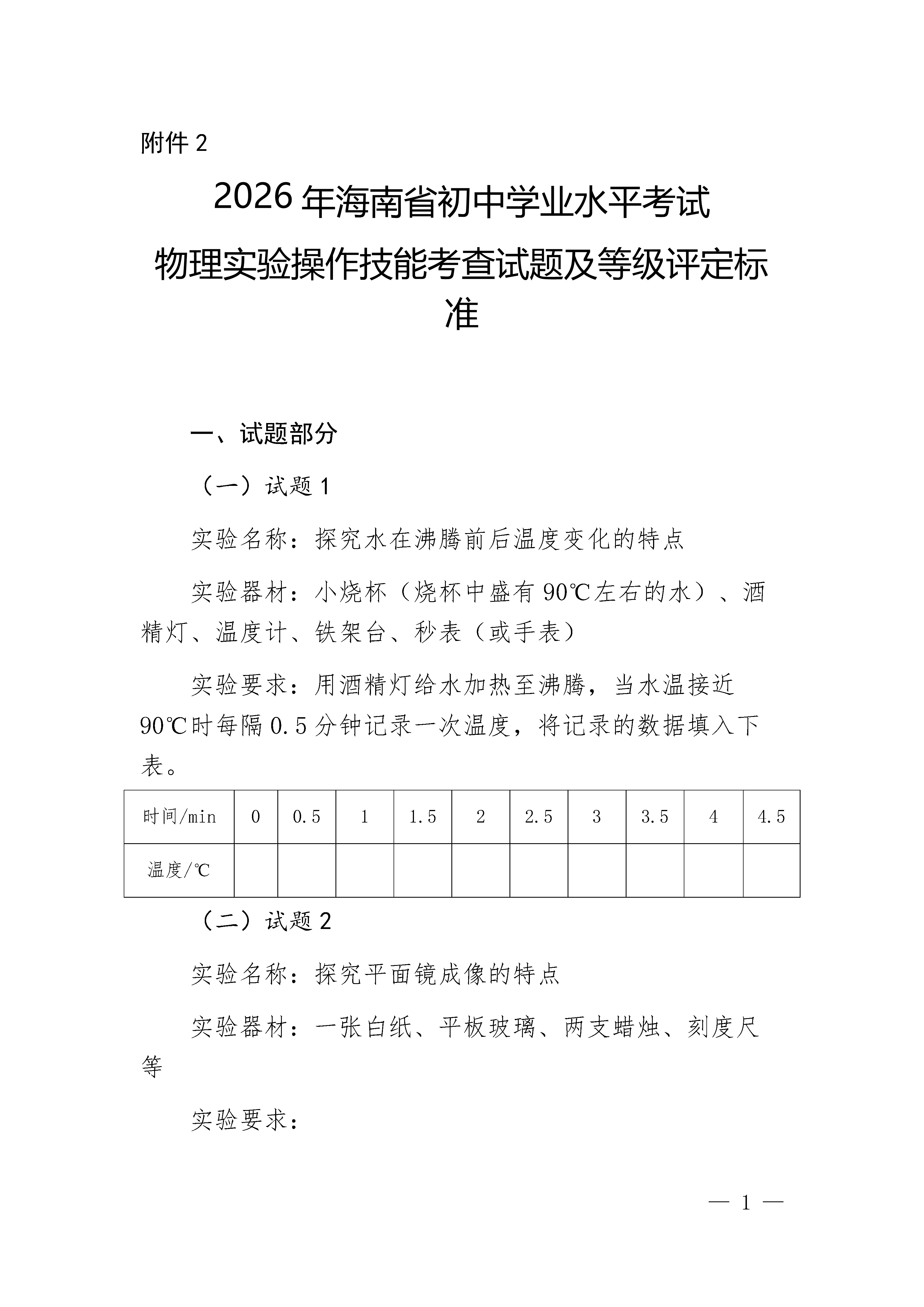 2026�꺣��ʡ����ѧҵˮƽ��������ʵ��������ܿ������⼰�ȼ�������׼
